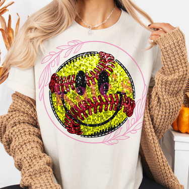 Bling Softball Smiley Shirt